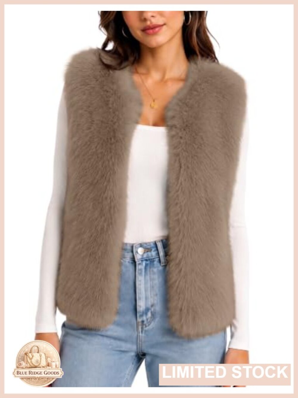 Faux Fur Sleeveless Vest Soft Plush Winter Layering Outerwear